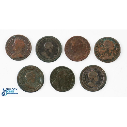 428 - Charles II to George Bronze Farthings (7) - 3x Charles examples, 1673 and 2 others with illegible da... 