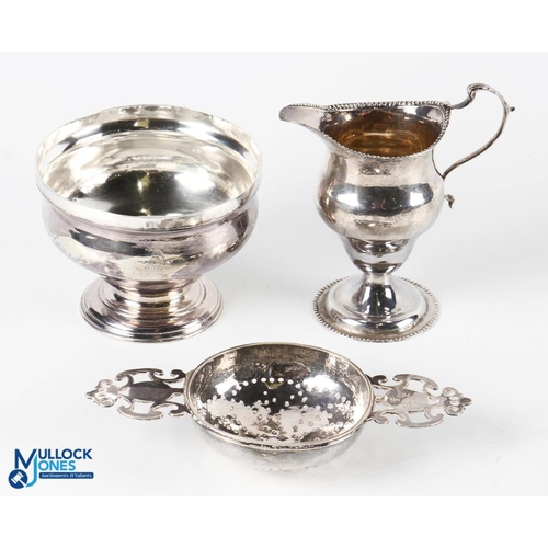 453 - Group of Georgian Silver Items (3) - including footed bulbous bowl with vertical rim and engraved em... 