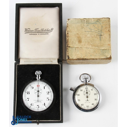 471 - Venner Type No. A40 vintage nickel chrome stopwatch, circa 1950s - in original case, plus a Smith 1/... 