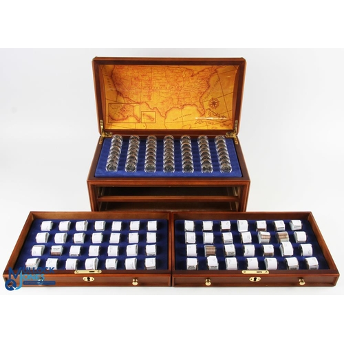 473 - Danbury Mint Complete United States 56 State Quarters Treasure Chest Collection set of uncirculated ... 