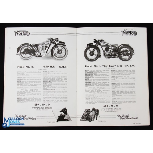 506 - Norton Motor Cycles and Sidecars for 1933 Sales Brochure - 32 page catalogue illustrating their rang... 