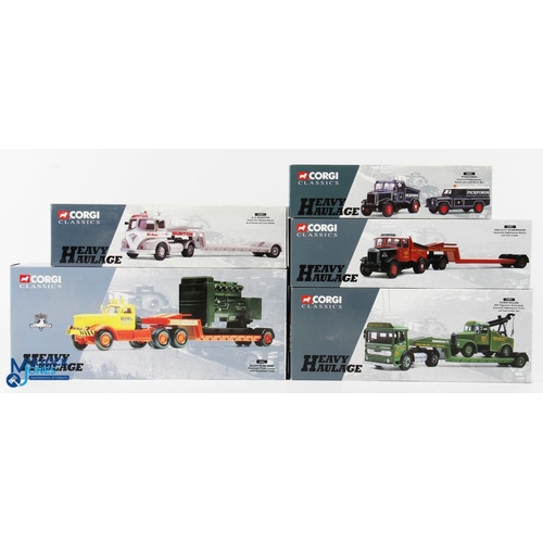 51 - Corgi Heavy Haulage Diecast Commercial Toys (5) to incl' Elliotts of York Diamond T Low Loader with ... 