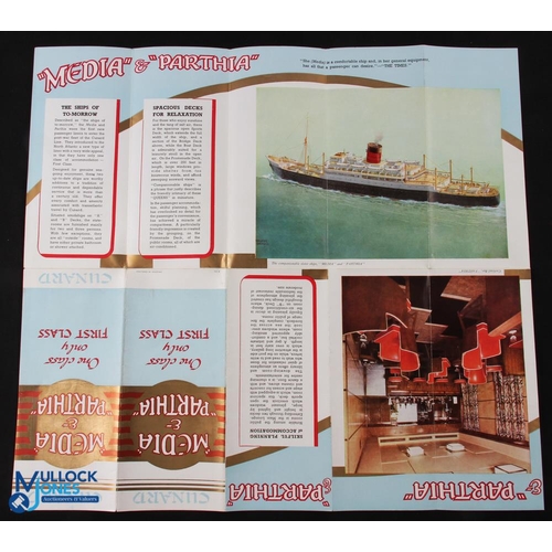 513 - Cunard's New Ships Publicity Brochure: SS Media & Parthia 1948-50- Fine large attractive fold out br... 