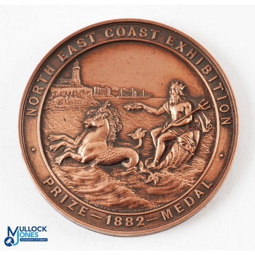 523 - North East Coast Exhibition - Prize Medal 1882 - Vignette of Neptune with Lighthouse in background -... 