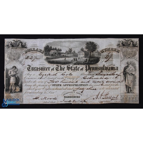 524 - School Appropriation Fees Illustration- Jacobson in Pennsylvania, United States 1843- Fine illustrat... 