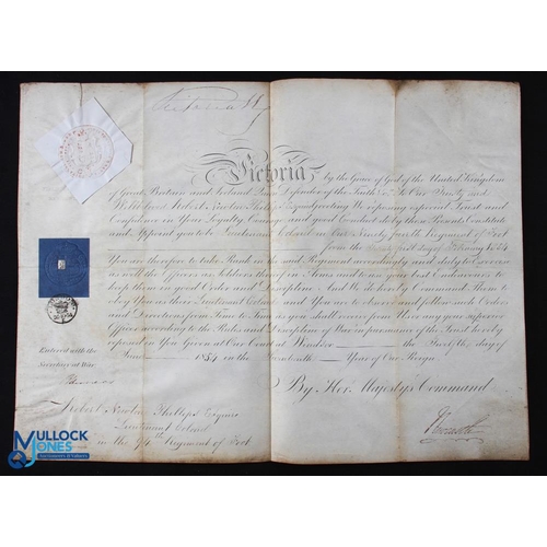 527 - Commission Signed by Queen Victoria Appointing a Lieutenant Colonel in the 94th Foot 1854 Certificat... 