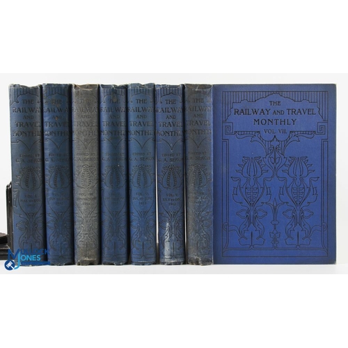 608a - 1910-1914 The Railway Monthly and Travel Monthly edited by G A Sekon, 7 bound volumes with numerous ... 