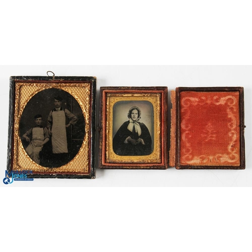 618 - 2x c1880 Ambrotype Photographs, with original cases, an image of a lady portrait with bonnet and glo... 