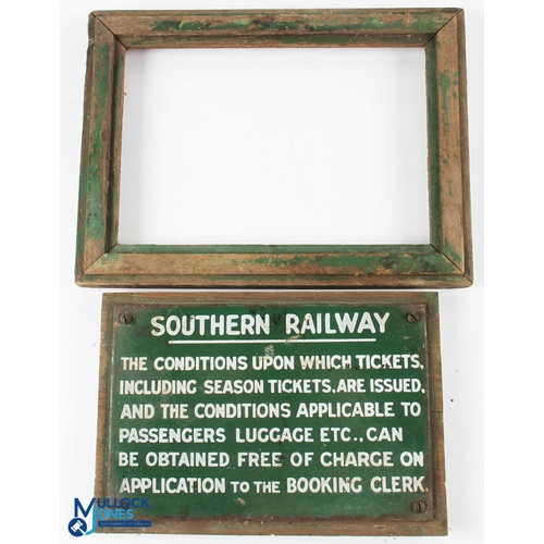 623 - Southern Railway Enamel Sign - a small Southern Railway, the conditions upon which tickets including... 