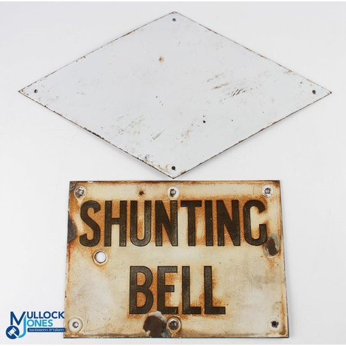 624 - Shunting Bell Railway Enamel size - with a track circuit diamond plate - the shunting sign is #26cm ... 