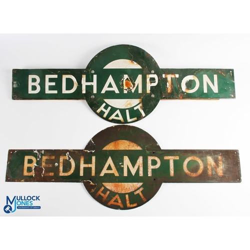 626 - Pair of Southern Railway Bedhampton Enamel Target Signs, both in poor condition, with damage and sig... 