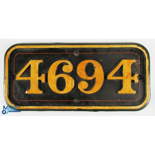 627 - GWR Cabside Number Plate, 4694 5700 Class Panier Tank, this is a cast sign with 2 repairs to it and ... 