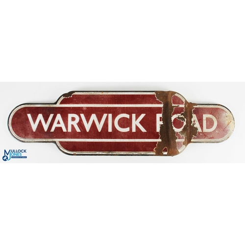 629 - BR Toten Enamel Warwick Road Station Sign, with wear - size 26cm x 92cm