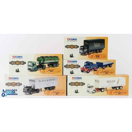 63 - Corgi Classics Whiskey Collection (5) incl' Black & White ERF 11401, Bell's AEC Ergomatic 21303, Joh... 