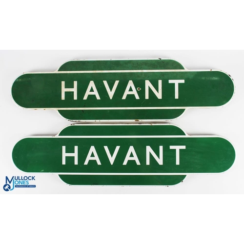 630 - Scarce Pair of Totem BR(S) FF HAVANT Enamel Sign from the former London Brighton and South Coast Rai... 