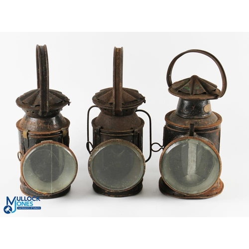 631 - 3x Railway Hand Lamps, to include a scarce SER Southern Eastern Railway 3 aspect lens and reservoir ... 