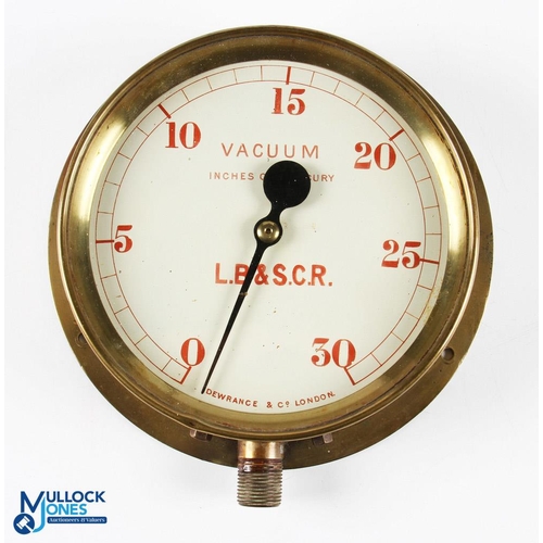 631a - London Brighton and South Coast Railway Brass Vacuum gauge 0-30 -21cm diameter instrument, with glas... 