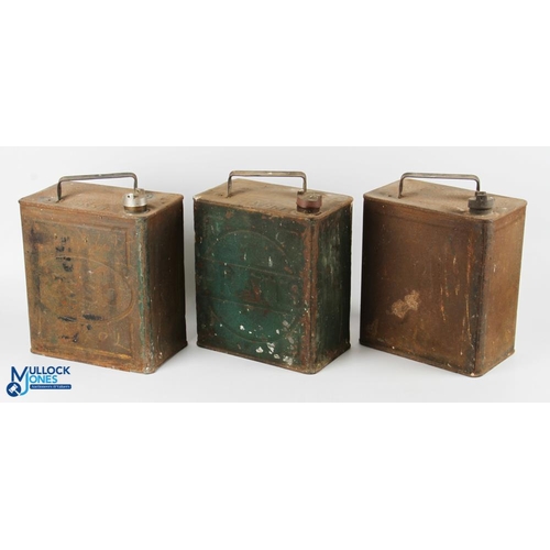 634 - 3x Vintage Petrol Cans, Esso, Pratts, BP - a good Pratts can with some original green paint on it wi... 