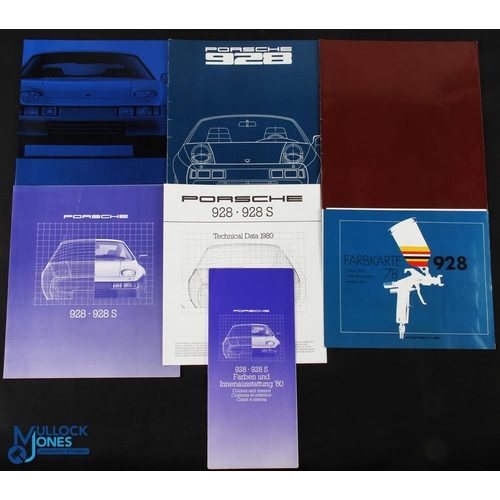 656 - Porsche 928 Sales Catalogues Brochures, to include 1978 colour chart, 1979 with data sheet 1980 with... 