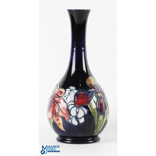 670 - Moorcroft Orchid with spring flowers pattern vase, 26cm tall, signed on base by Walter Moorcroft - f... 