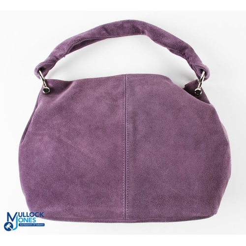 679 - Vintage Nardelli Taly Purple shoulder Bag Medium Suede Leather - magnetic clasps