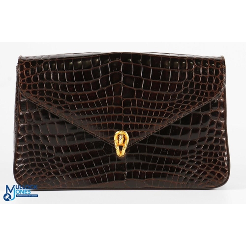 684 - Creations D P For Harrods Crocodile Handbag, single flap with clap - size #25cm x 16cm x 6cm