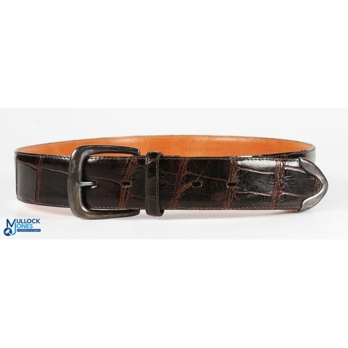 689 - 1985 Ladies Ralph Lauren Alligator Crocodile Brown Leather belt women size 32, made in the USA model... 