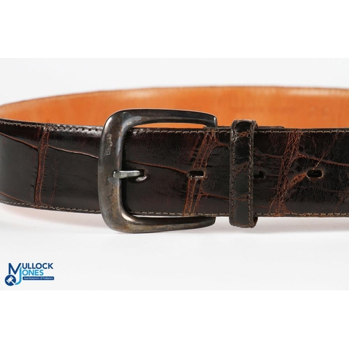 689 - 1985 Ladies Ralph Lauren Alligator Crocodile Brown Leather belt women size 32, made in the USA model... 