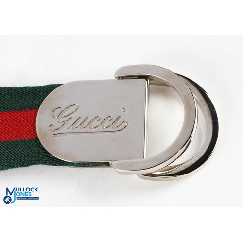 691 - Men's / Unisex Gucci Red and Green Web Signature Buckle Belt, size 90-36 4cm wed made in Italy - lig... 