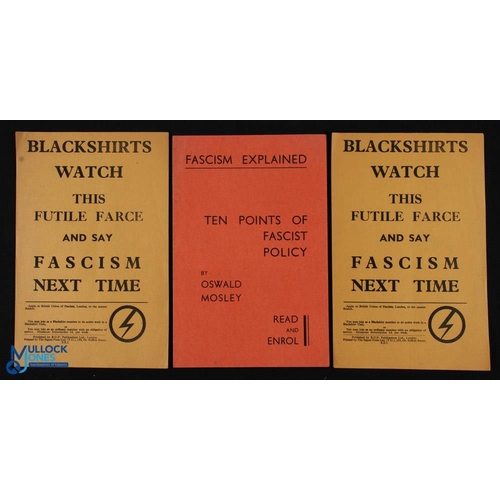 873a - Oswald Mosley Fascism Explained Ten Points of Fascist Folded Booklet, and enrolment, plus 2 British ... 