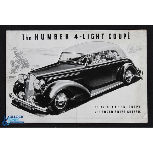 956 - The Humber 4 - Light Coupe 1939 - 3 fold brochure with three illustrations of this model with detail... 