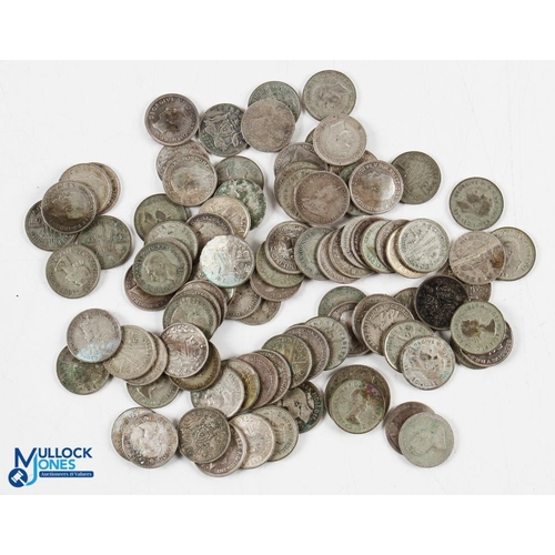 436 - 1879-1963 Australian Silver Threepence Coin Collection - 46 coins are from before 1947 and 45 after ... 