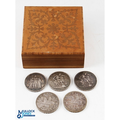 437 - 4x Silver Crown Coins to include Queen Victoria 1893-1895 and George V 1935 x2, Silver British crown... 