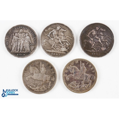 437 - 4x Silver Crown Coins to include Queen Victoria 1893-1895 and George V 1935 x2, Silver British crown... 