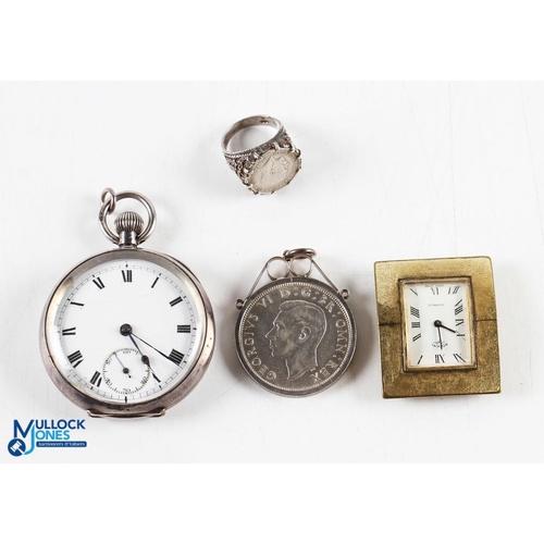 439 - 925 Silver Gents Fob Pocket Watch with import marks, enamel dial, second hand (in working condition)... 