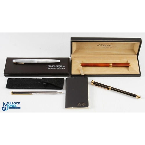 460 - Collection of S T Dupont Pens (3) - including one with a amber style finish with 18ct gold nib with ... 