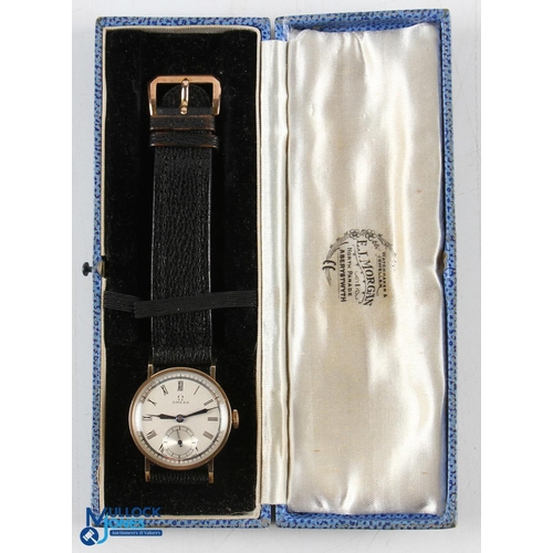 467 - Omega Gents 9ct Gold Cased Wrist Watch with silvered dial, Roman numeral hourly markers, minute trac... 