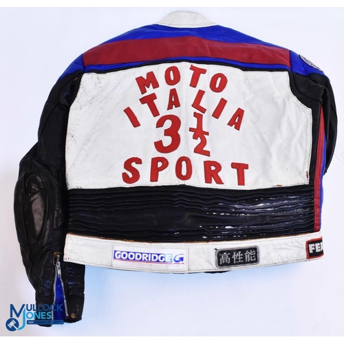 386 - 2x Period Motorcycle Leather Jackets, with a good selection of cloth patches on them