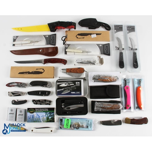 494 - Mixed Selection of Knives - including folding, pocket, fillet knives etc by Toollogic, CRKT, Crocodi... 