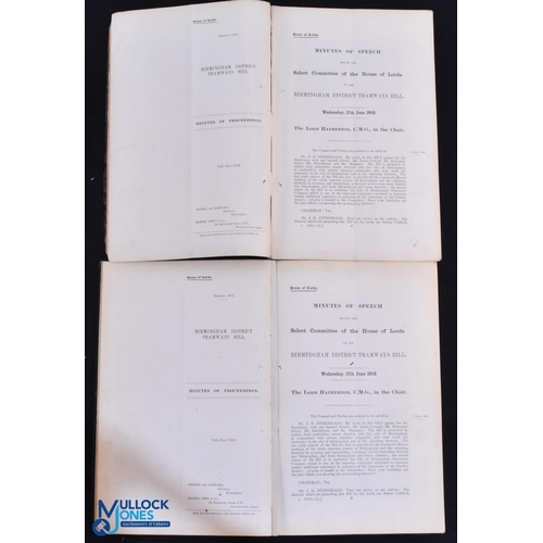 860 - Trams - The Birmingham District Trams two volumes of printed documents relating to the establishment... 