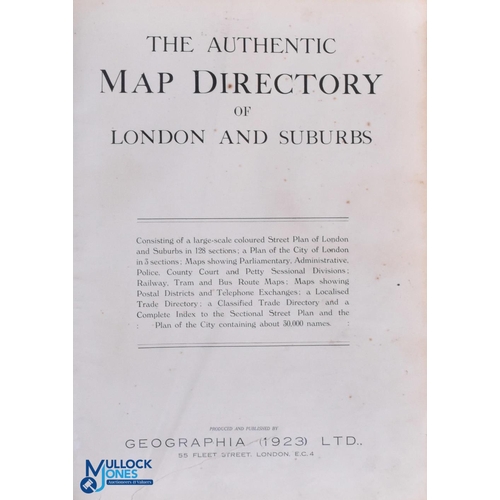 862 - London - The Authentic Map Directory of London and Suburbs, produced by Geographia Ltd c1923 - large... 