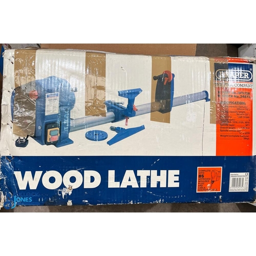 349 - Draper Wood Lathe - Model WTL12A, wood turning tool, in original box looking unused with instruction... 