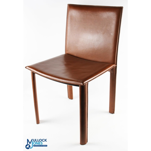 808 - 4x Filipo Sibau Italian Top Stitched Leather Chairs, in brown leather, in used condition with some s... 