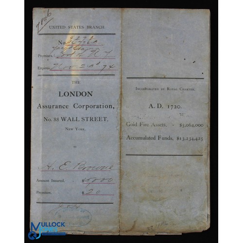 981 - The London Assurance Insurance Certificates 1874 (2) large and beautifully engraved insurance Certif... 