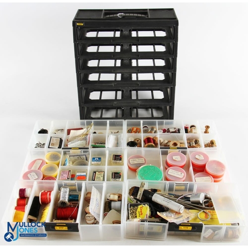 1118 - Fly-Tying Collection of Equipment and Tools all within a plastic drawer stacker, with noted contents... 