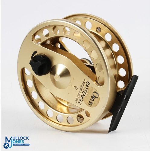 128 - Orvis USA Battenkill large arbor V, gold finish salmon fly reel 4 1/8