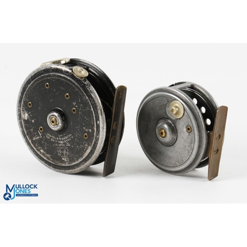 147 - S Allcock & Co Ltd Redditch alloy trout fly reel black finish 3 1/8