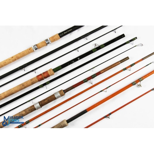 165 - A collection of course rods, made up of: Daiwa Matchman Leger hollow glass rod 3160, 9' 3pc 24