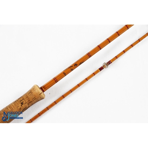 287 - Cambrian Fly Fishers of Wales split cane trout fly rod 8' 2pc line 6# alloy down locking reel seat, ... 