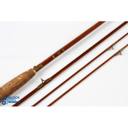 37 - Millwards Flylite split cane trout fly rod 8' 3pc with spare tip No 5049, copper anodised reel fitti... 